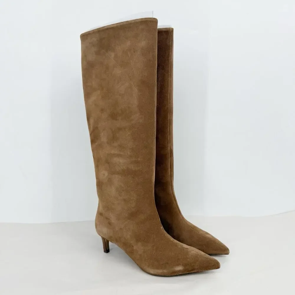 Free People Womens Kiki Knee High Boots US 6.5 EU 37 Tan Suede EUC